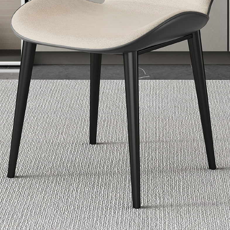 Nordic Style Parsons Dining Chairs Fabric and Faux Leather Chair