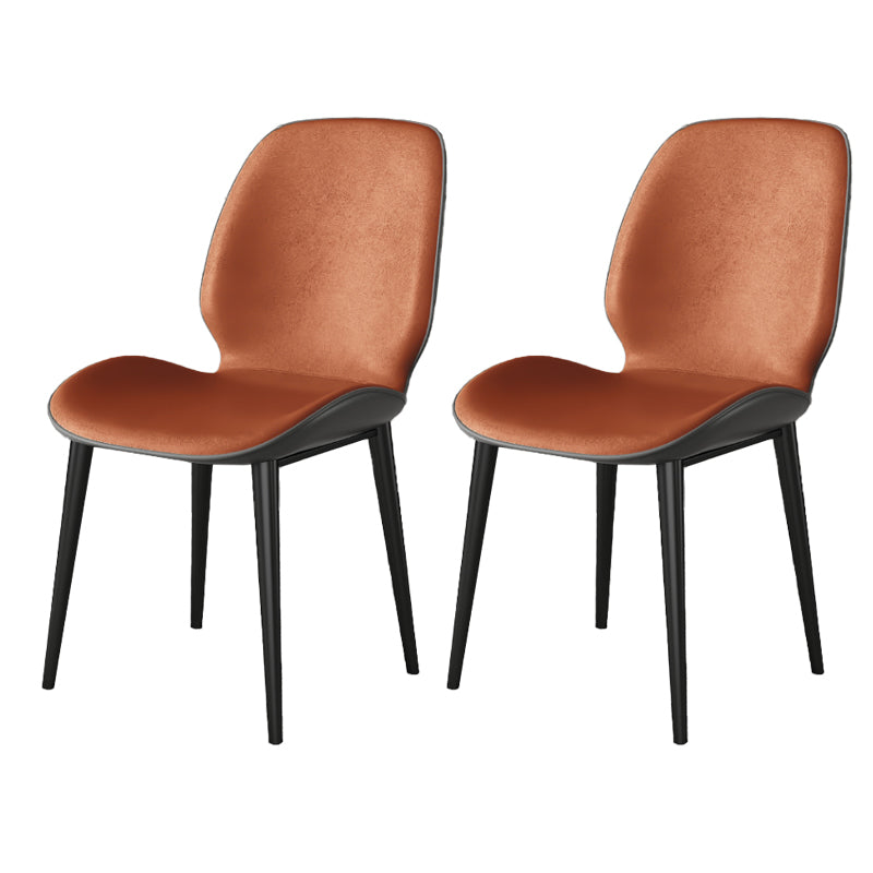 Nordic Style Parsons Dining Chairs Fabric and Faux Leather Chair