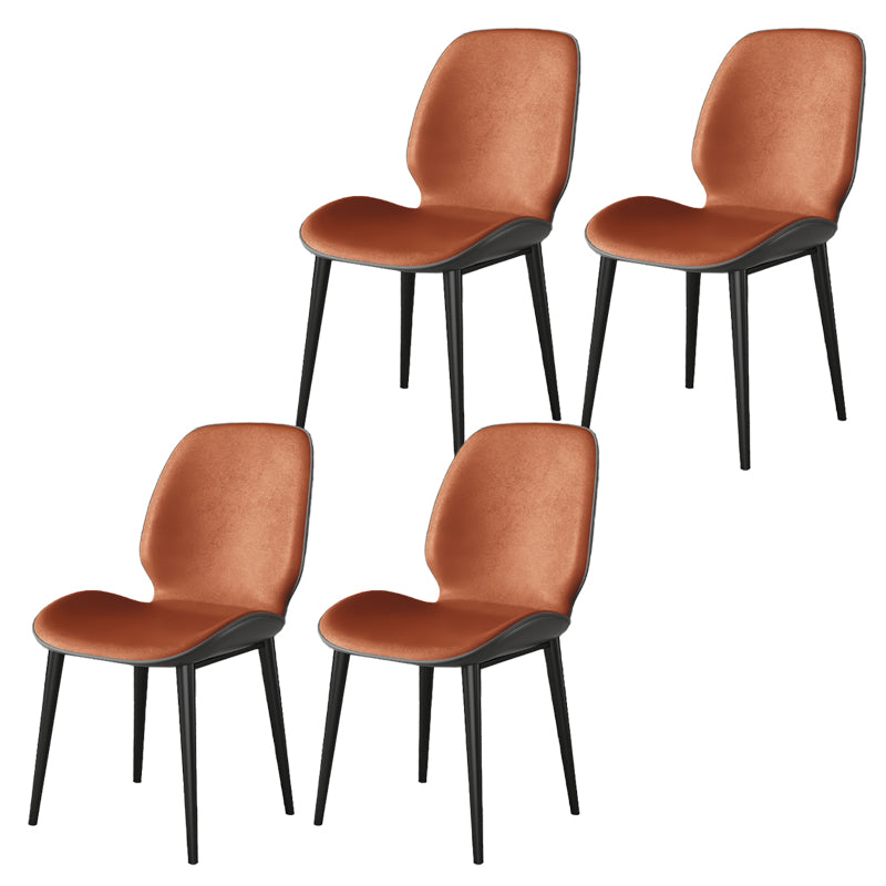 Nordic Style Parsons Dining Chairs Fabric and Faux Leather Chair