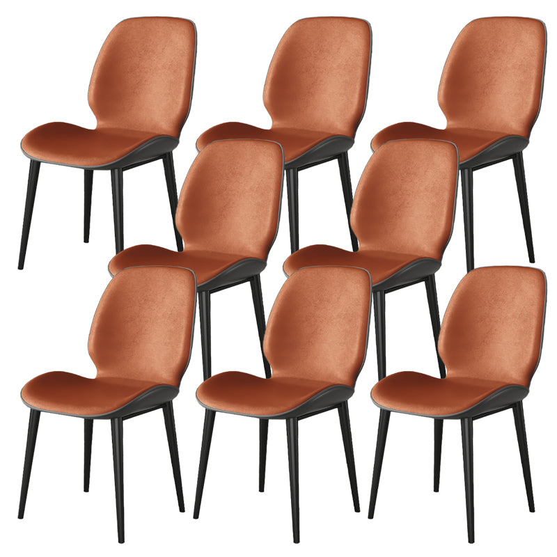 Nordic Style Parsons Dining Chairs Fabric and Faux Leather Chair