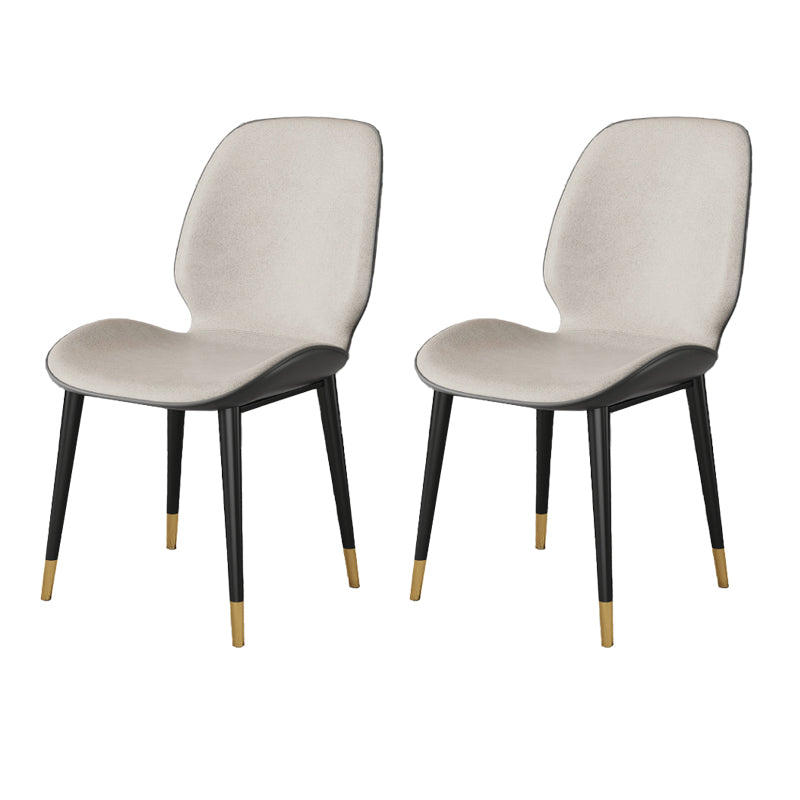 Nordic Style Parsons Dining Chairs Fabric and Faux Leather Chair