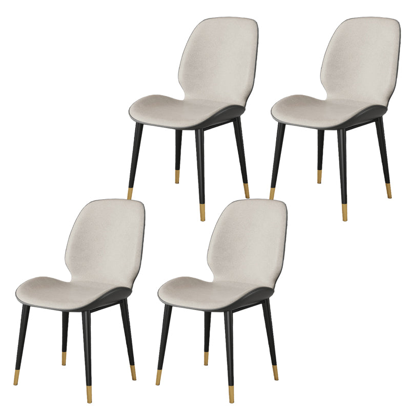 Nordic Style Parsons Dining Chairs Fabric and Faux Leather Chair