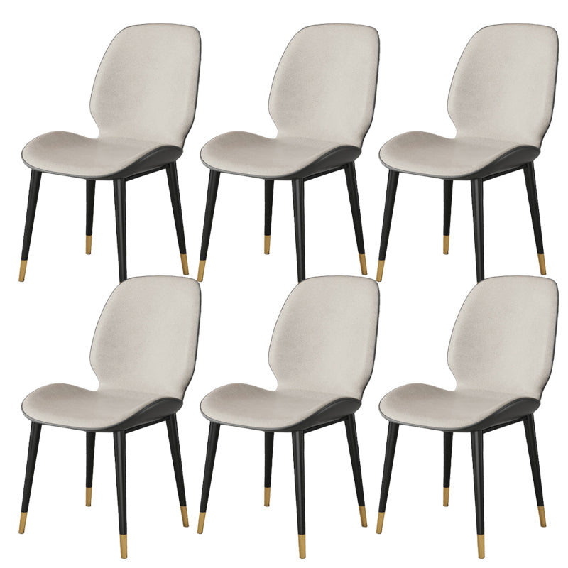 Nordic Style Parsons Dining Chairs Fabric and Faux Leather Chair