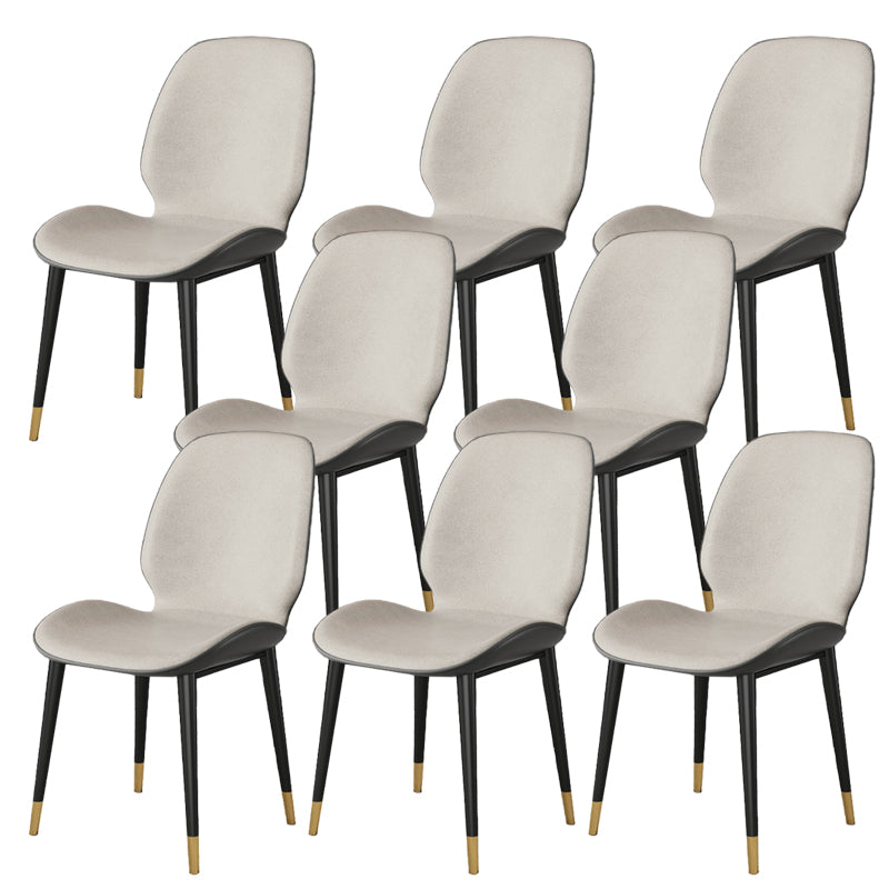 Nordic Style Parsons Dining Chairs Fabric and Faux Leather Chair