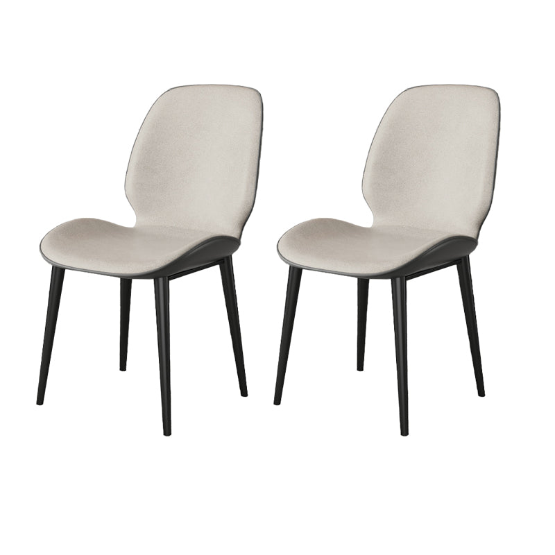 Nordic Style Parsons Dining Chairs Fabric and Faux Leather Chair