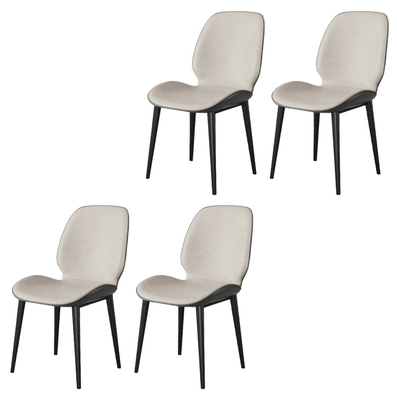 Nordic Style Parsons Dining Chairs Fabric and Faux Leather Chair