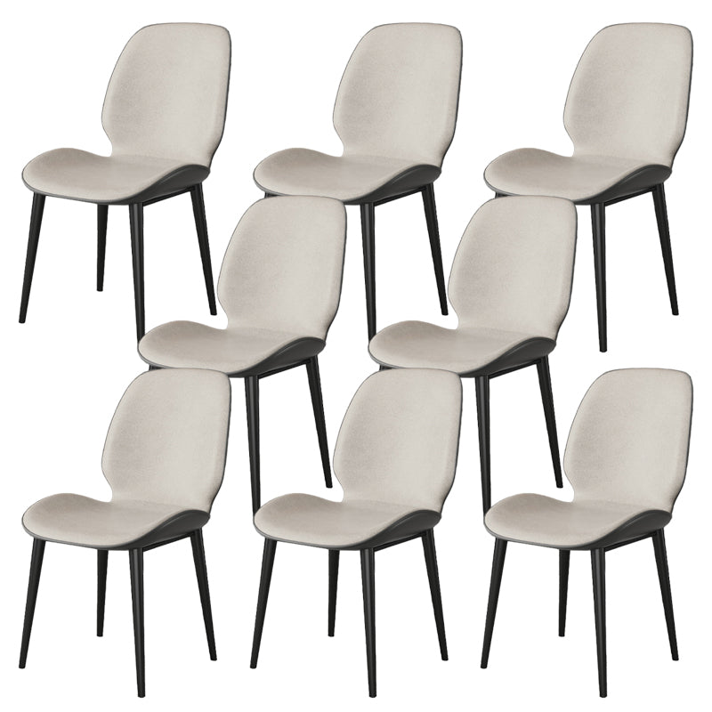 Nordic Style Parsons Dining Chairs Fabric and Faux Leather Chair