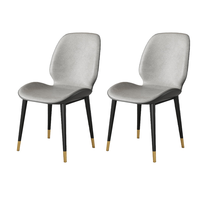 Nordic Style Parsons Dining Chairs Fabric and Faux Leather Chair