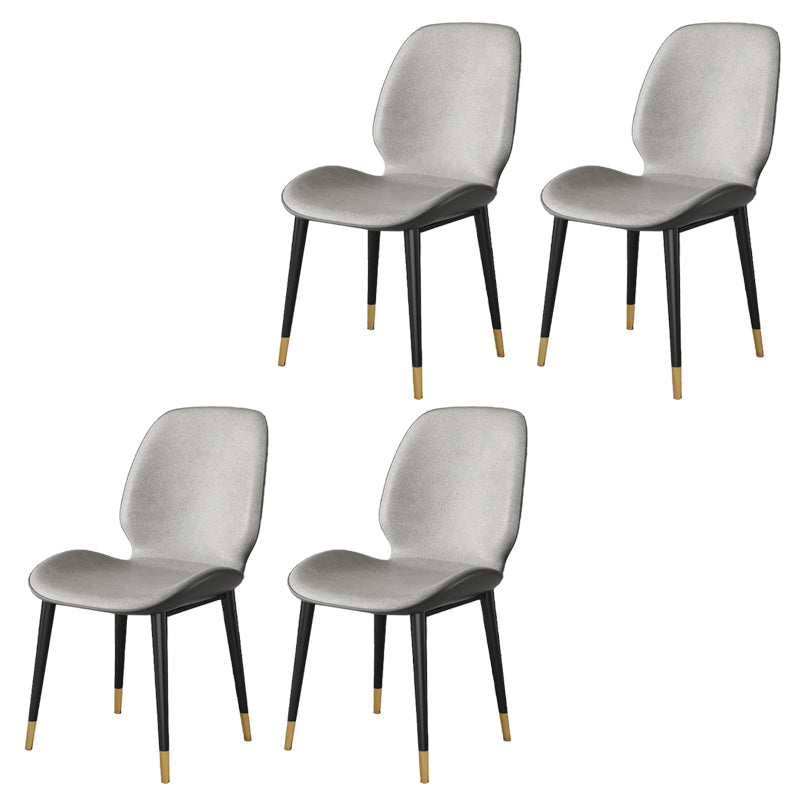 Nordic Style Parsons Dining Chairs Fabric and Faux Leather Chair