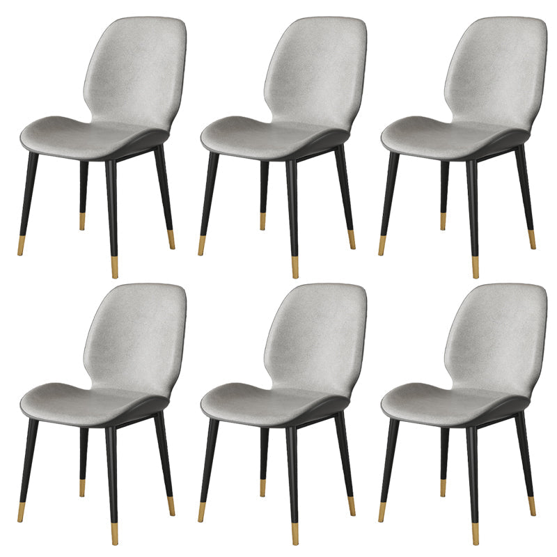 Nordic Style Parsons Dining Chairs Fabric and Faux Leather Chair