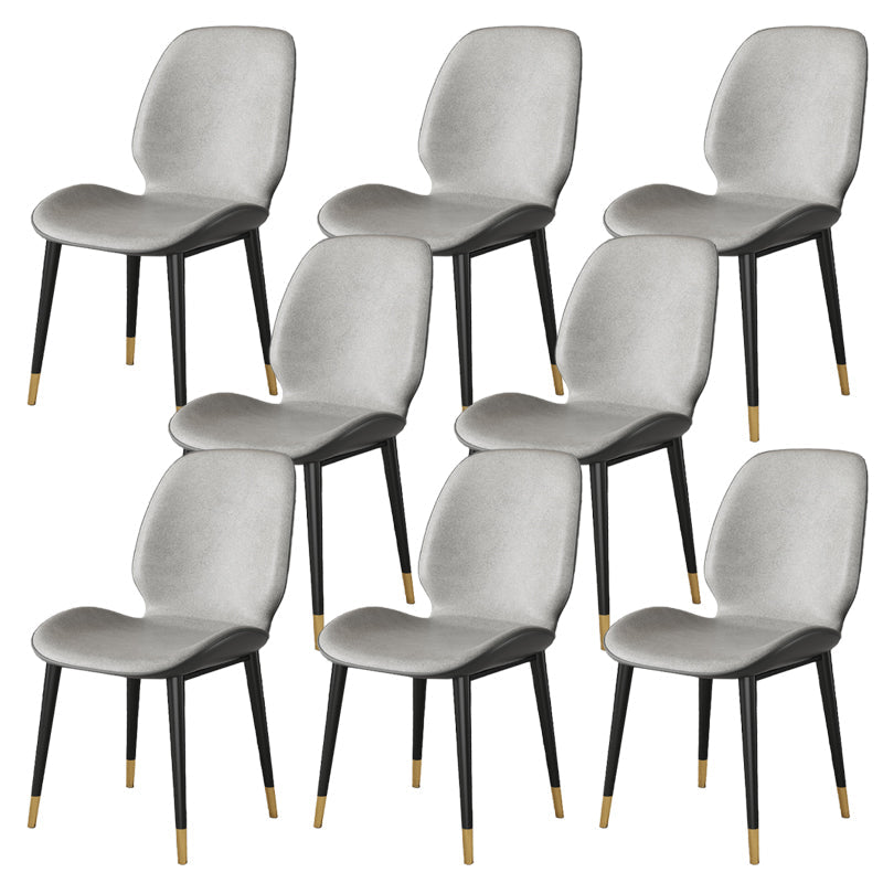 Nordic Style Parsons Dining Chairs Fabric and Faux Leather Chair