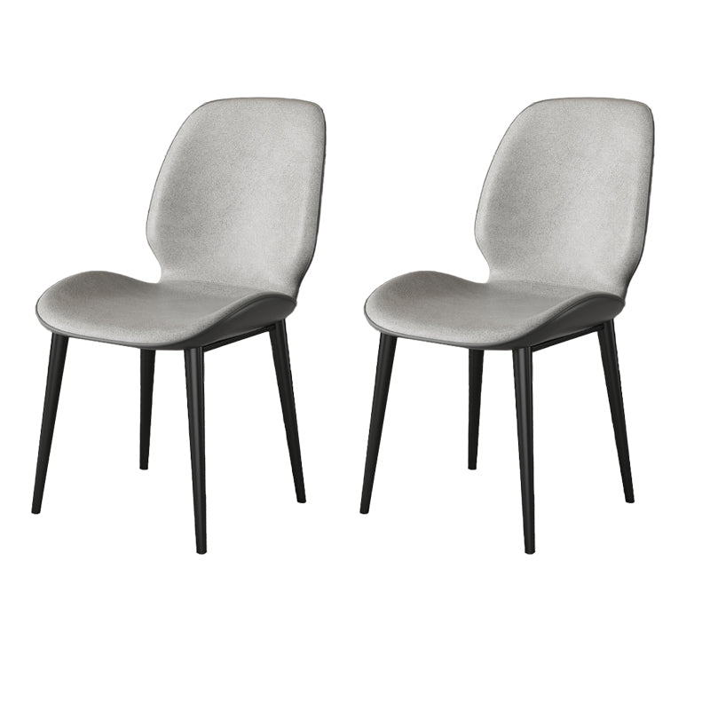 Nordic Style Parsons Dining Chairs Fabric and Faux Leather Chair