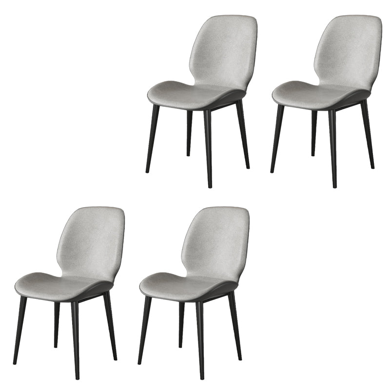 Nordic Style Parsons Dining Chairs Fabric and Faux Leather Chair