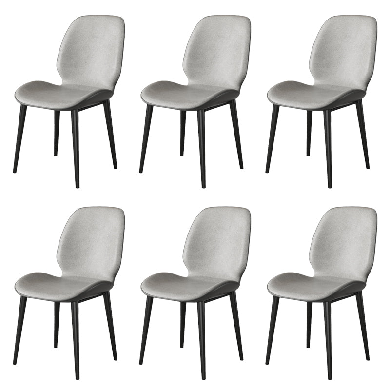 Nordic Style Parsons Dining Chairs Fabric and Faux Leather Chair