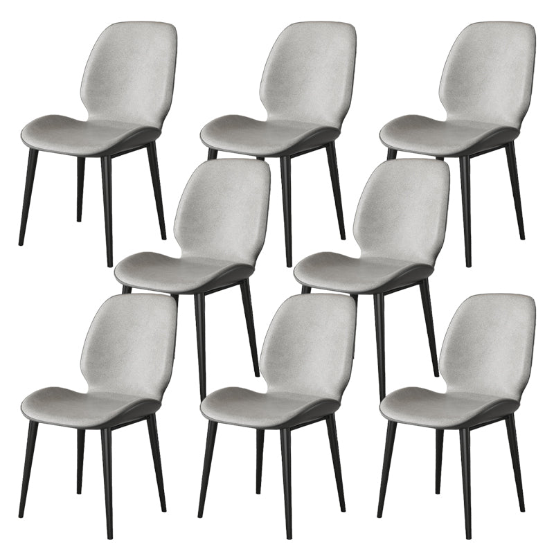 Nordic Style Parsons Dining Chairs Fabric and Faux Leather Chair