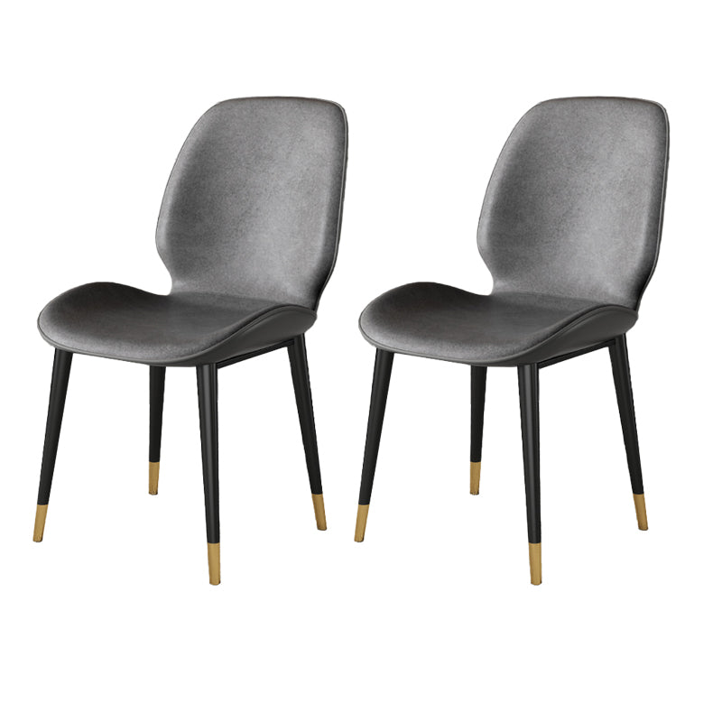 Nordic Style Parsons Dining Chairs Fabric and Faux Leather Chair