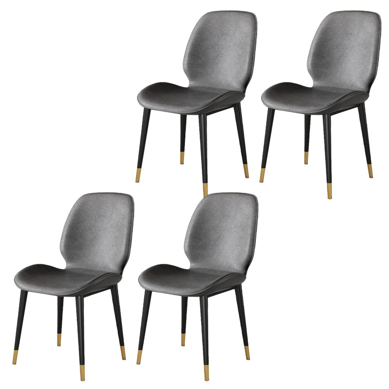 Nordic Style Parsons Dining Chairs Fabric and Faux Leather Chair