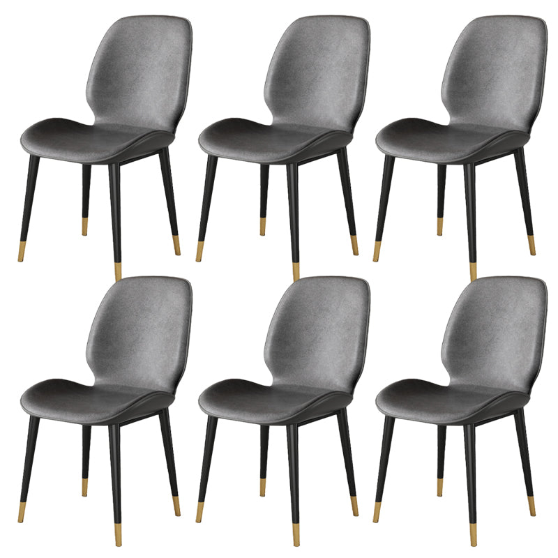 Nordic Style Parsons Dining Chairs Fabric and Faux Leather Chair
