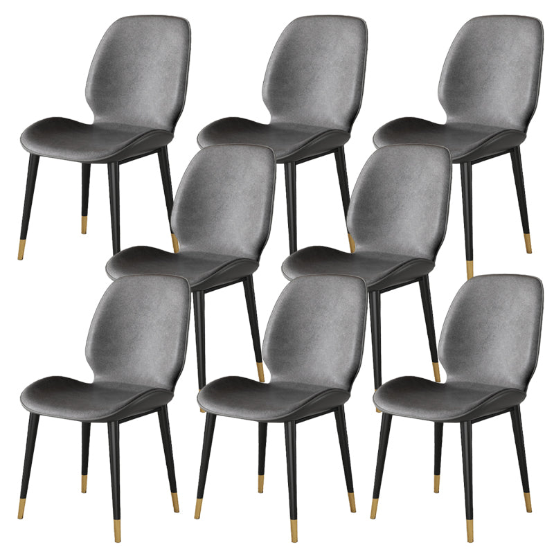 Nordic Style Parsons Dining Chairs Fabric and Faux Leather Chair