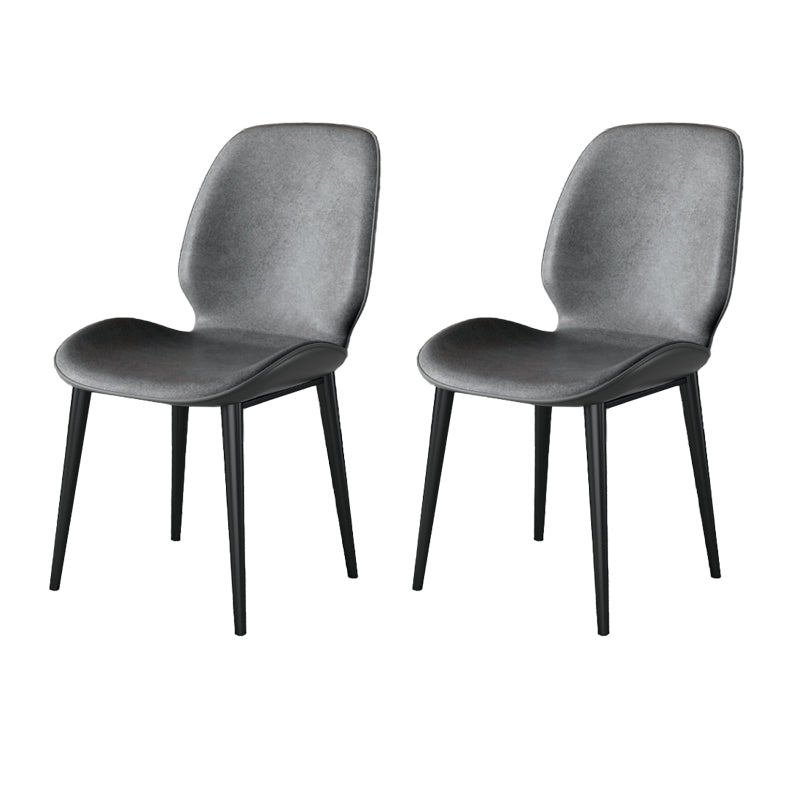 Nordic Style Parsons Dining Chairs Fabric and Faux Leather Chair