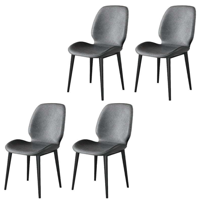 Nordic Style Parsons Dining Chairs Fabric and Faux Leather Chair