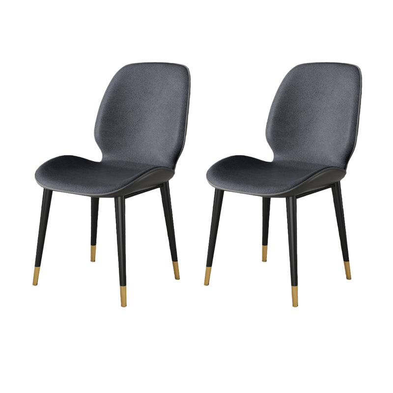 Nordic Style Parsons Dining Chairs Fabric and Faux Leather Chair