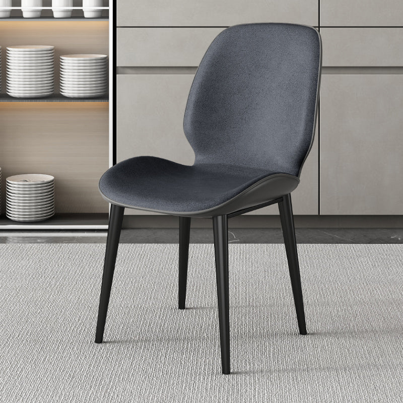 Nordic Style Parsons Dining Chairs Fabric and Faux Leather Chair