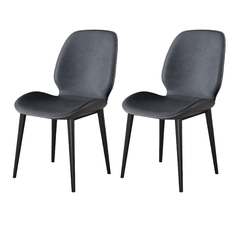 Nordic Style Parsons Dining Chairs Fabric and Faux Leather Chair