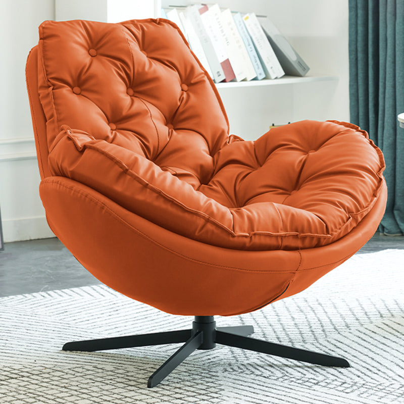 Swivel Lounge Chair Arms Included Side Chair for Living Room Orange Microfiber Leather 1 Piece Clearhalo 'Accent Chairs' 'accent_chairs' 'Chairs & Seating' 'furn' 'furn_accent_chairs' 'Furniture' 'Living Room Furniture' 7337138