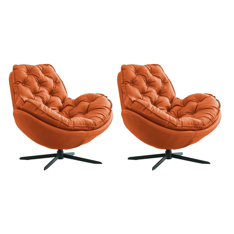 Swivel Lounge Chair Arms Included Side Chair for Living Room Orange Microfiber Leather 2 Piece Set Clearhalo 'Accent Chairs' 'accent_chairs' 'Chairs & Seating' 'furn' 'furn_accent_chairs' 'Furniture' 'Living Room Furniture' 7337139