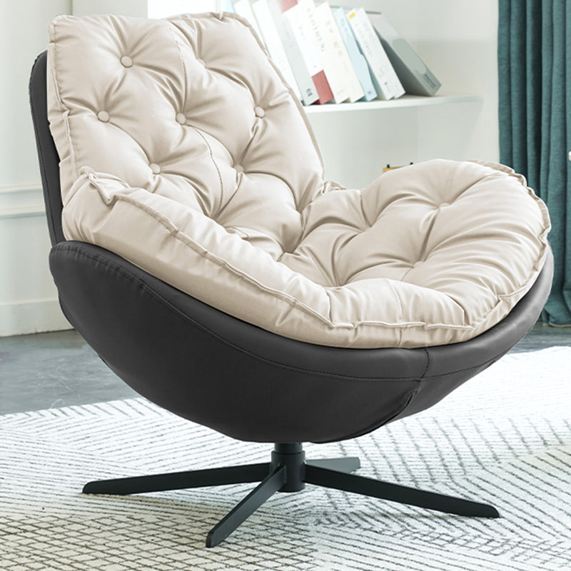 Swivel Lounge Chair Arms Included Side Chair for Living Room Gray & White Microfiber Leather 1 Piece Clearhalo 'Accent Chairs' 'accent_chairs' 'Chairs & Seating' 'furn' 'furn_accent_chairs' 'Furniture' 'Living Room Furniture' 7337142