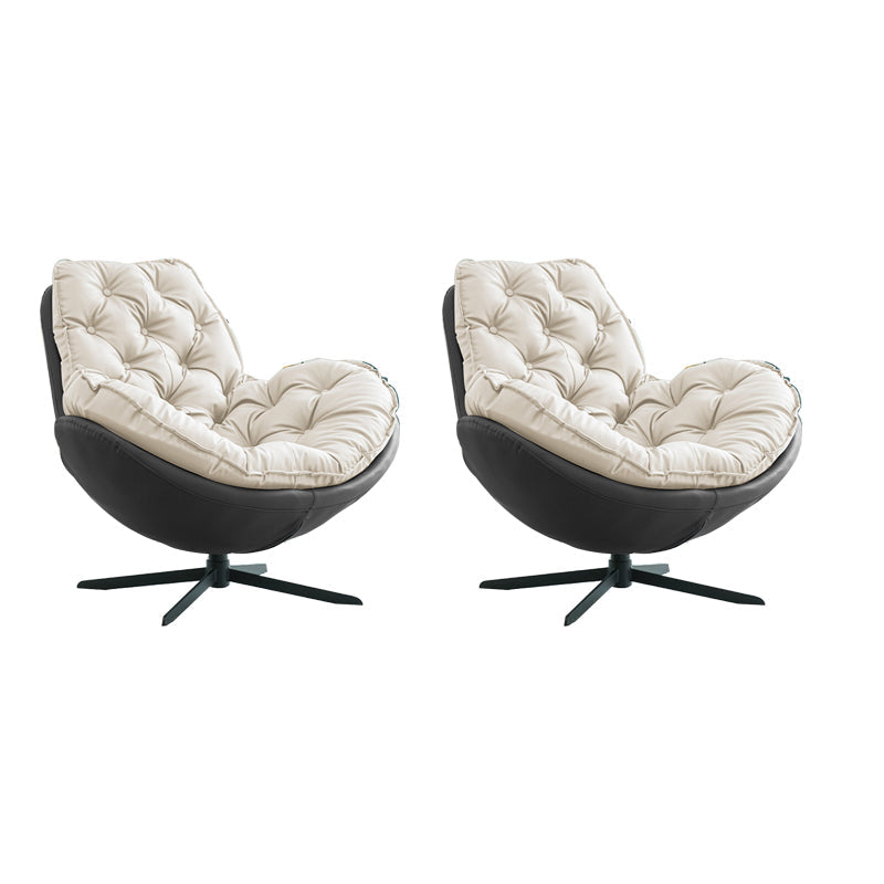 Swivel Lounge Chair Arms Included Side Chair for Living Room Gray & White Microfiber Leather 2 Piece Set Clearhalo 'Accent Chairs' 'accent_chairs' 'Chairs & Seating' 'furn' 'furn_accent_chairs' 'Furniture' 'Living Room Furniture' 7337144