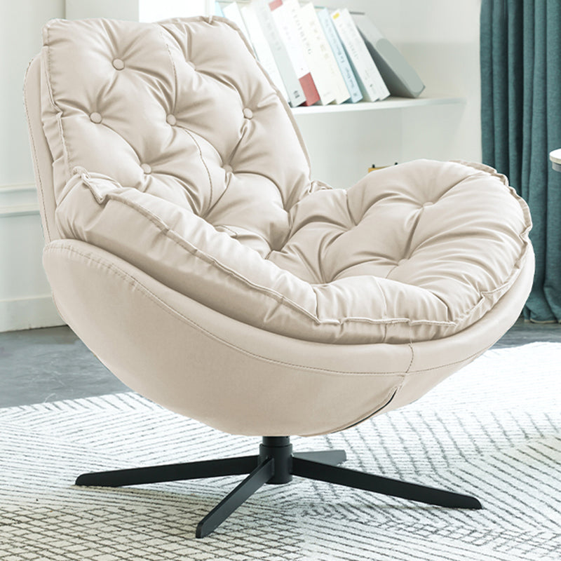 Swivel Lounge Chair Arms Included Side Chair for Living Room Off-White Microfiber Leather 1 Piece Clearhalo 'Accent Chairs' 'accent_chairs' 'Chairs & Seating' 'furn' 'furn_accent_chairs' 'Furniture' 'Living Room Furniture' 7337145