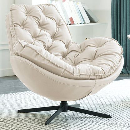Swivel Lounge Chair Arms Included Side Chair for Living Room Off-White Microfiber Leather 1 Piece Clearhalo 'Accent Chairs' 'accent_chairs' 'Chairs & Seating' 'furn' 'furn_accent_chairs' 'Furniture' 'Living Room Furniture' 7337145