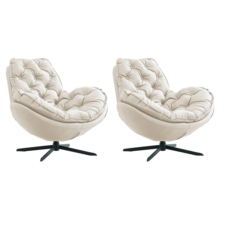 Swivel Lounge Chair Arms Included Side Chair for Living Room Off-White Microfiber Leather 2 Piece Set Clearhalo 'Accent Chairs' 'accent_chairs' 'Chairs & Seating' 'furn' 'furn_accent_chairs' 'Furniture' 'Living Room Furniture' 7337147