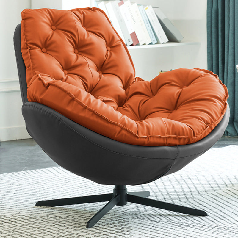 Swivel Lounge Chair Arms Included Side Chair for Living Room Grey Orange Microfiber Leather 1 Piece Clearhalo 'Accent Chairs' 'accent_chairs' 'Chairs & Seating' 'furn' 'furn_accent_chairs' 'Furniture' 'Living Room Furniture' 7337150