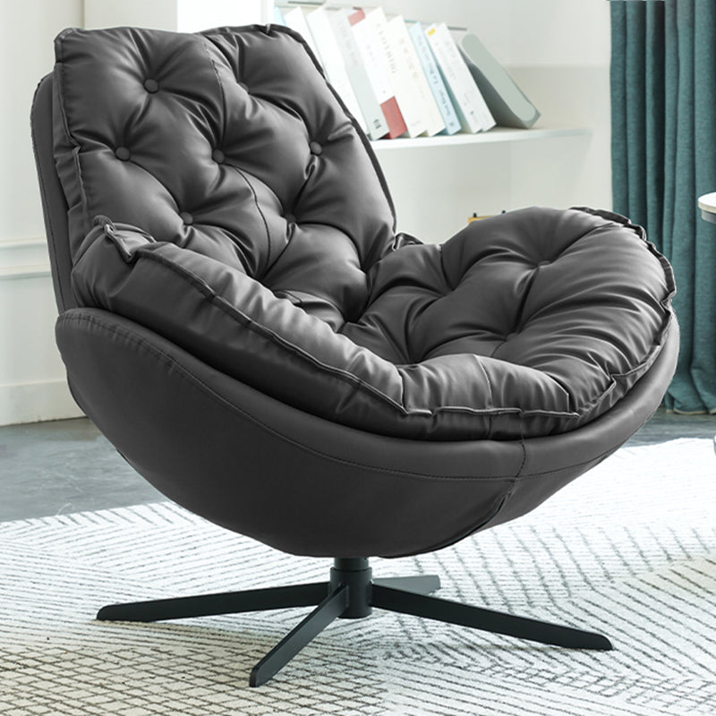 Swivel Lounge Chair Arms Included Side Chair for Living Room Grey Microfiber Leather 1 Piece Clearhalo 'Accent Chairs' 'accent_chairs' 'Chairs & Seating' 'furn' 'furn_accent_chairs' 'Furniture' 'Living Room Furniture' 7337154