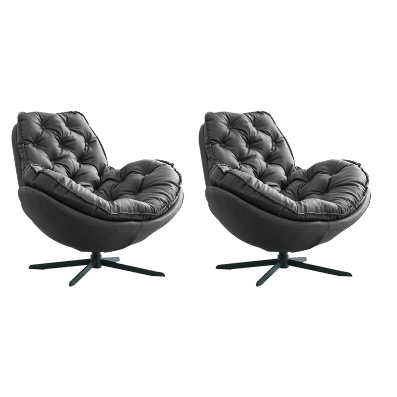 Swivel Lounge Chair Arms Included Side Chair for Living Room Grey Microfiber Leather 2 Piece Set Clearhalo 'Accent Chairs' 'accent_chairs' 'Chairs & Seating' 'furn' 'furn_accent_chairs' 'Furniture' 'Living Room Furniture' 7337156