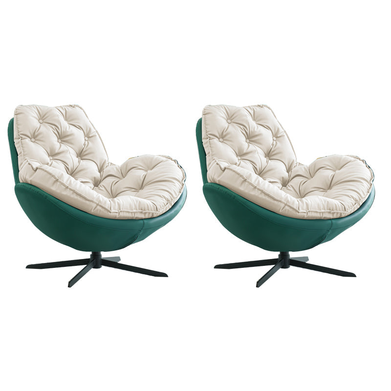 Swivel Lounge Chair Arms Included Side Chair for Living Room Green-White Microfiber Leather 2 Piece Set Clearhalo 'Accent Chairs' 'accent_chairs' 'Chairs & Seating' 'furn' 'furn_accent_chairs' 'Furniture' 'Living Room Furniture' 7337158