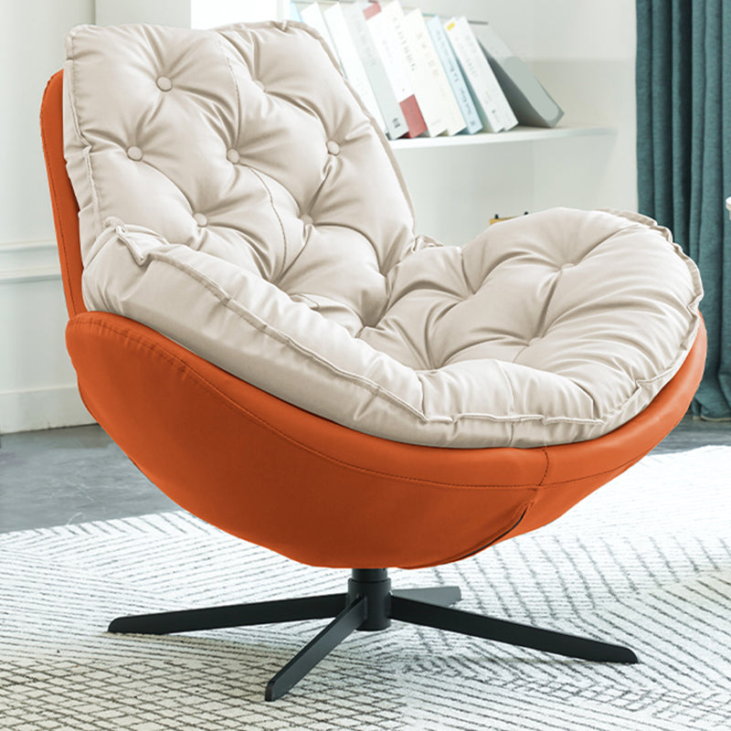 Swivel Lounge Chair Arms Included Side Chair for Living Room Orange White Microfiber Leather 1 Piece Clearhalo 'Accent Chairs' 'accent_chairs' 'Chairs & Seating' 'furn' 'furn_accent_chairs' 'Furniture' 'Living Room Furniture' 7337161