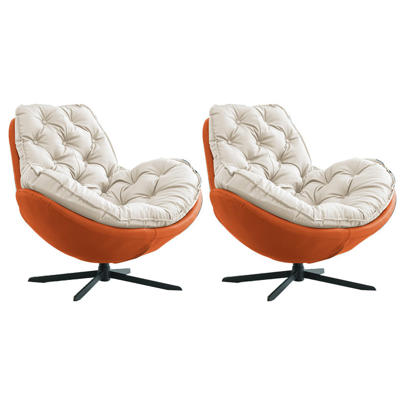 Swivel Lounge Chair Arms Included Side Chair for Living Room Orange White Microfiber Leather 2 Piece Set Clearhalo 'Accent Chairs' 'accent_chairs' 'Chairs & Seating' 'furn' 'furn_accent_chairs' 'Furniture' 'Living Room Furniture' 7337162