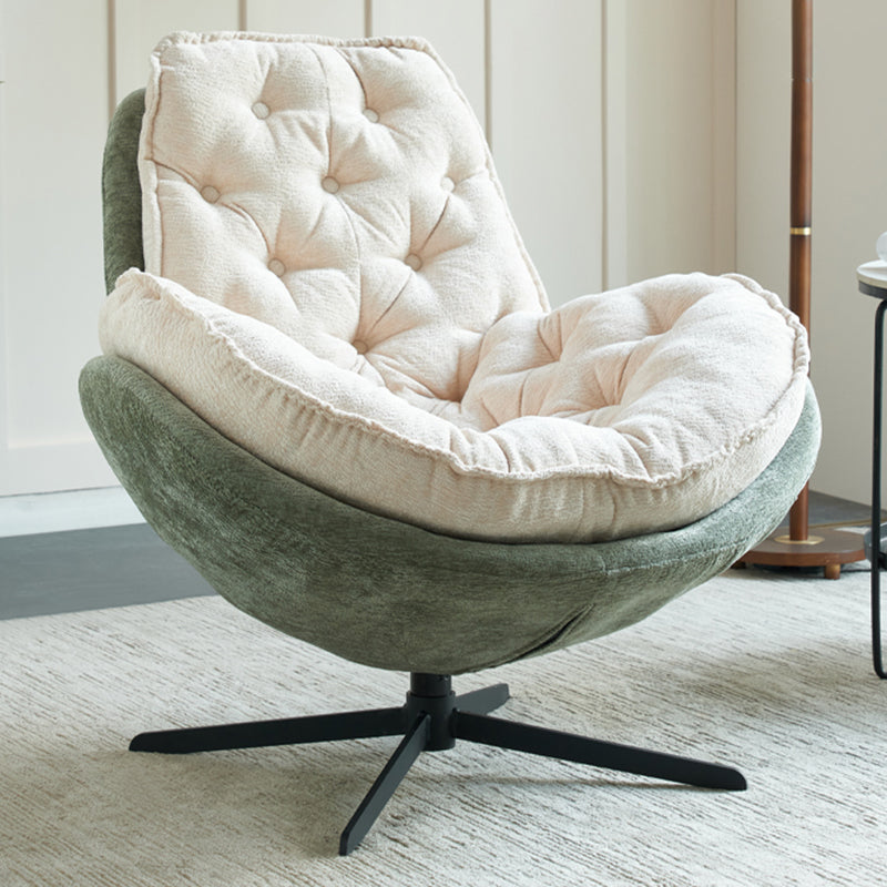 Swivel Lounge Chair Arms Included Side Chair for Living Room Green-White Velvet 1 Piece Clearhalo 'Accent Chairs' 'accent_chairs' 'Chairs & Seating' 'furn' 'furn_accent_chairs' 'Furniture' 'Living Room Furniture' 7337165