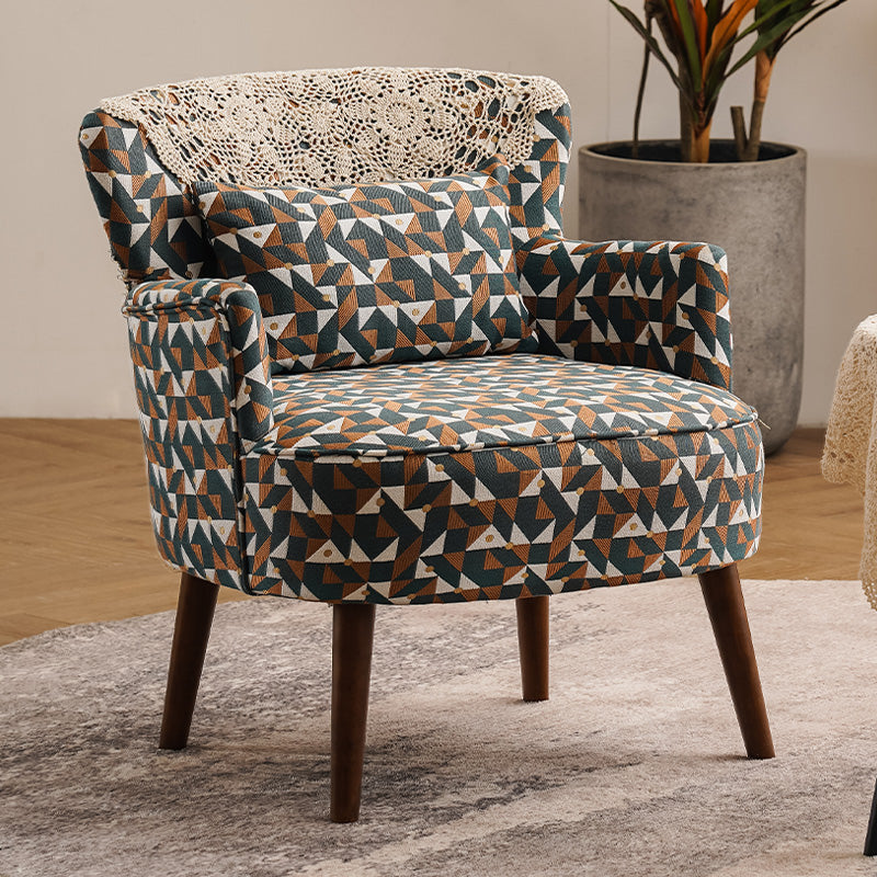 Fabric Wooden Lounge Chair Arms Included Side Chair for Living Room Multi-Color Cotton and Linen 1 Piece Clearhalo 'Accent Chairs' 'accent_chairs' 'Chairs & Seating' 'furn' 'furn_accent_chairs' 'Furniture' 'Living Room Furniture' 7337173