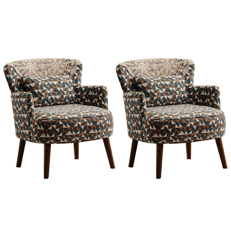 Fabric Wooden Lounge Chair Arms Included Side Chair for Living Room Multi-Color Cotton and Linen 2 Piece Set Clearhalo 'Accent Chairs' 'accent_chairs' 'Chairs & Seating' 'furn' 'furn_accent_chairs' 'Furniture' 'Living Room Furniture' 7337176