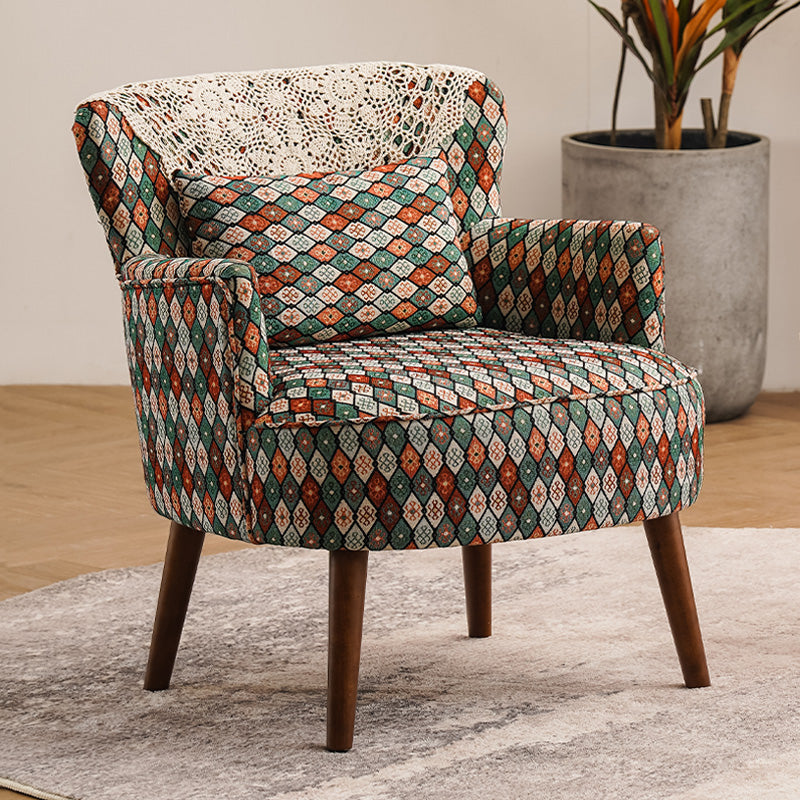 Fabric Wooden Lounge Chair Arms Included Side Chair for Living Room Camouflage Cotton and Linen 1 Piece Clearhalo 'Accent Chairs' 'accent_chairs' 'Chairs & Seating' 'furn' 'furn_accent_chairs' 'Furniture' 'Living Room Furniture' 7337178