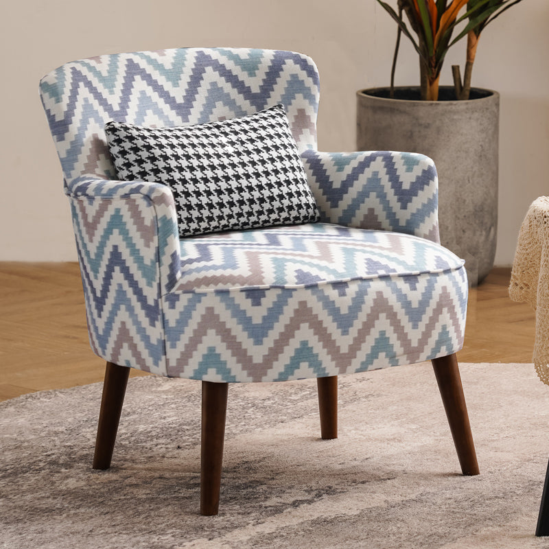 Fabric Wooden Lounge Chair Arms Included Side Chair for Living Room Bright Blue Cotton and Linen 1 Piece Clearhalo 'Accent Chairs' 'accent_chairs' 'Chairs & Seating' 'furn' 'furn_accent_chairs' 'Furniture' 'Living Room Furniture' 7337182