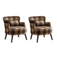 Fabric Wooden Lounge Chair Arms Included Side Chair for Living Room Brown Square Plaid Cotton and Linen 2 Piece Set Clearhalo 'Accent Chairs' 'accent_chairs' 'Chairs & Seating' 'furn' 'furn_accent_chairs' 'Furniture' 'Living Room Furniture' 7337187