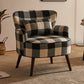 Fabric Wooden Lounge Chair Arms Included Side Chair for Living Room Black Plaid Cotton and Linen 1 Piece Clearhalo 'Accent Chairs' 'accent_chairs' 'Chairs & Seating' 'furn' 'furn_accent_chairs' 'Furniture' 'Living Room Furniture' 7337189