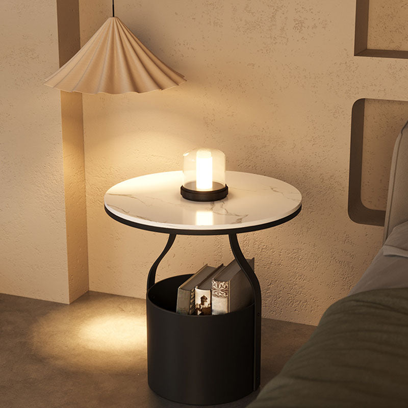 Cabinet de chevet de rangement ouvert contemporain Stone Accent Table Table table de nuit pour chambre à coucher