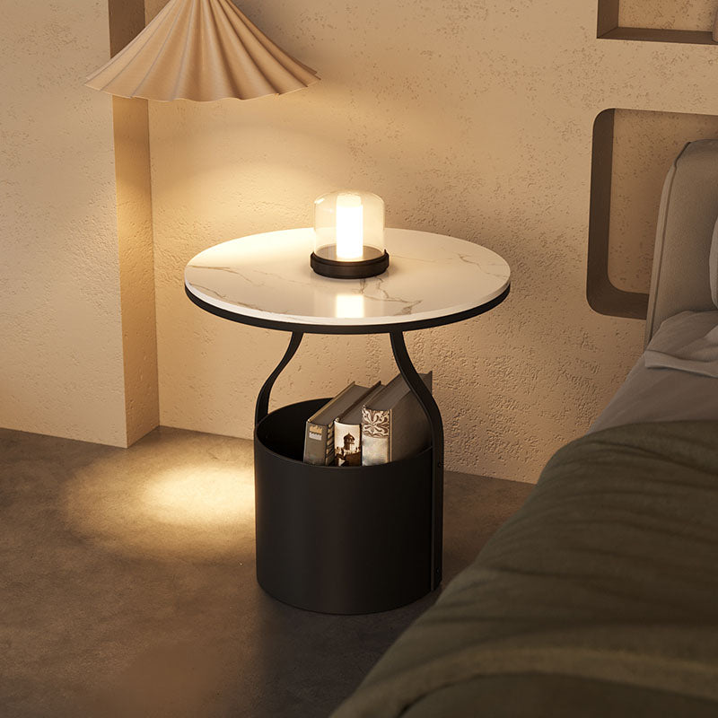 Cabinet de chevet de rangement ouvert contemporain Stone Accent Table Table table de nuit pour chambre à coucher